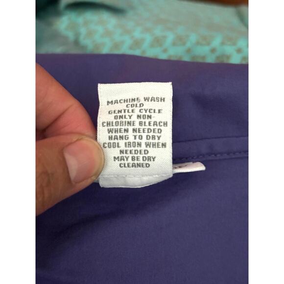 Soft Surroundings Purple Button Up Blouse Double Collar Long Sleeve LARGE - Picture 4 of 11